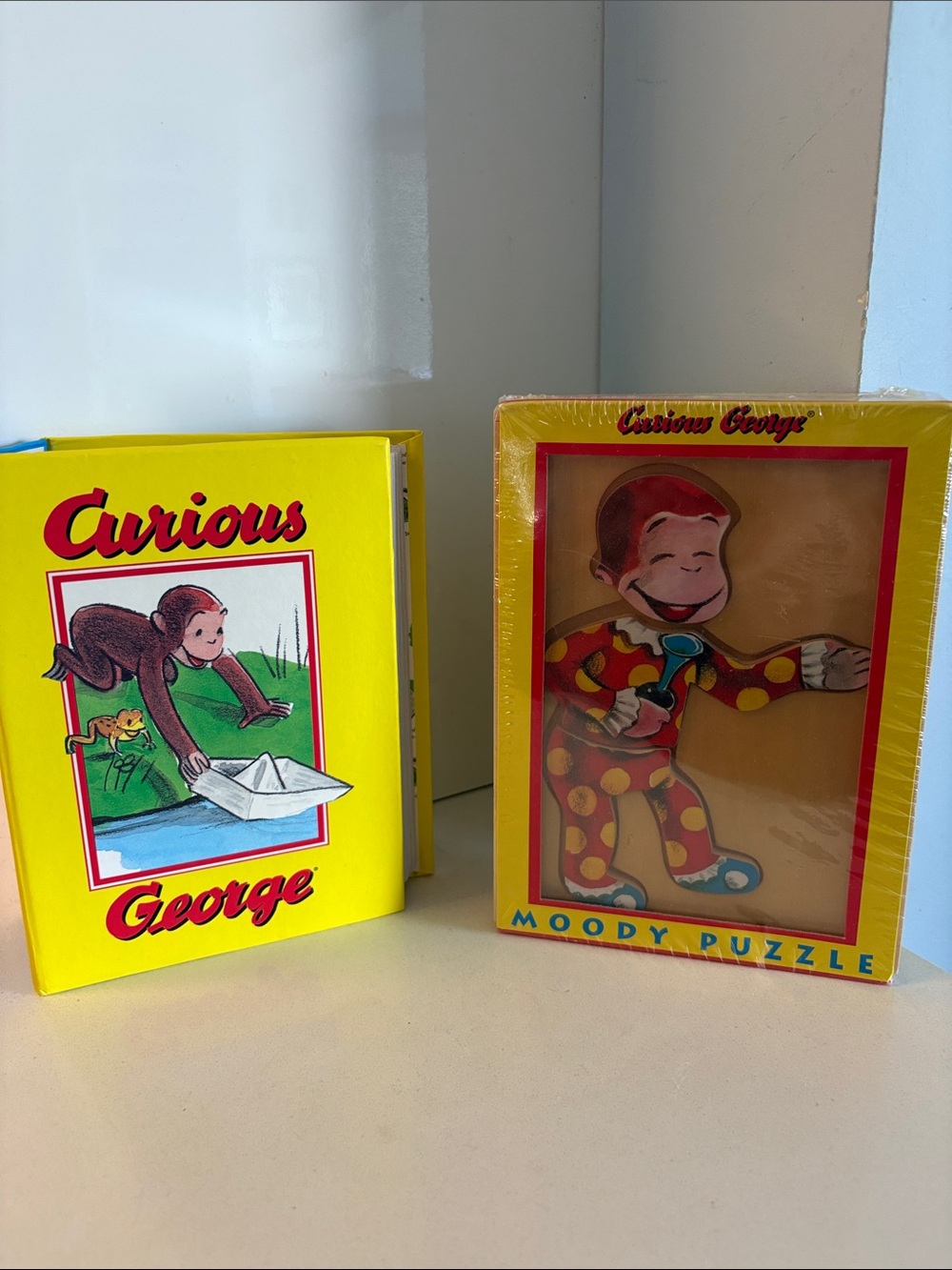 Curious George Lot- NWT Wooden Schylling Moody Puzzle and NWOT Photo Album